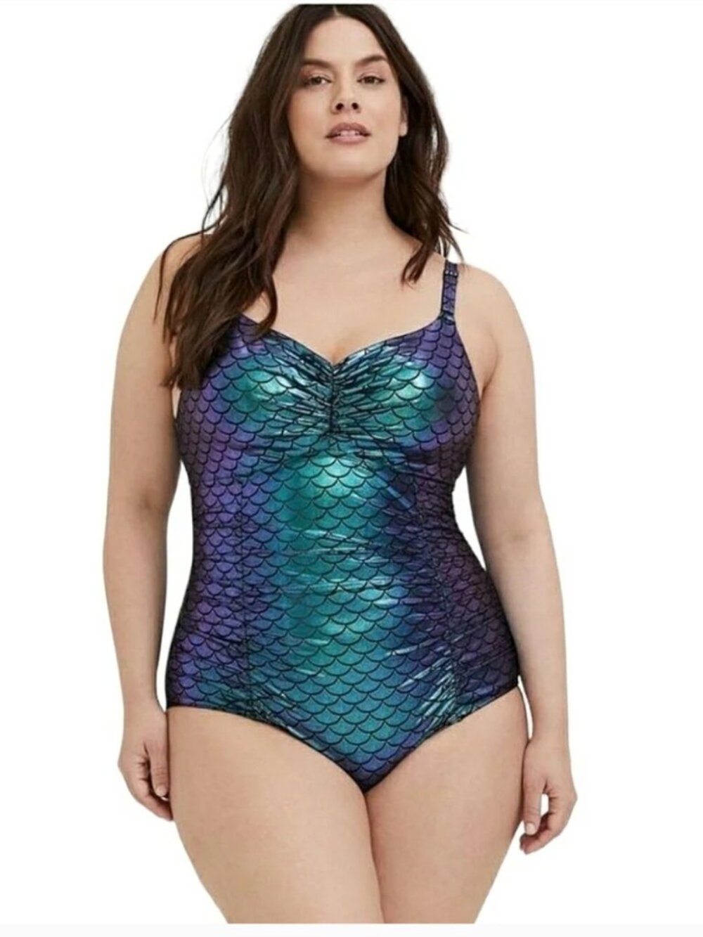 Torrid Iridescent Mermaid One Piece Swimsuit Swim Suit Blue Plus Size 4X D / DD